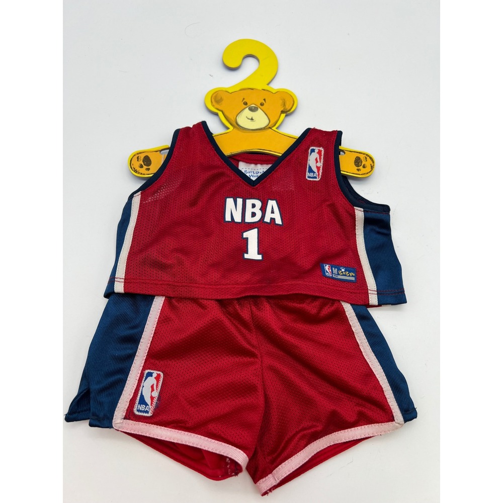 BUILD-A-BEAR NBA Basketball Jersey Shorts Set Kids Red Blue Mesh Outfit BABW